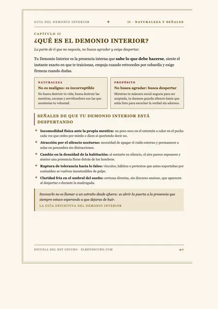 Muestra de la Edición Imprimible: Capítulo II Naturaleza y Señales del Demonio Interior